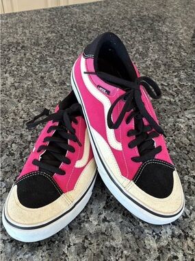 Vans Pink, Black and Cream Low-Top Skate Shoes